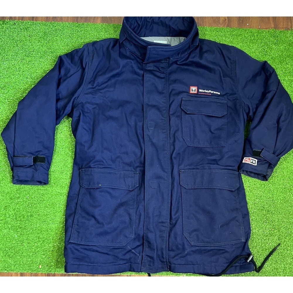 Vintage Work Jacket LG 2112 Fire Proof Arc Protection HRC2 Heavy Duty 9 Oz FR‎